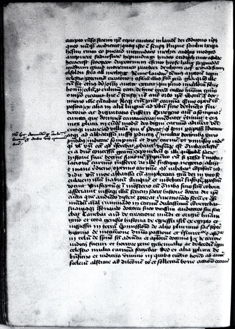 Facsimile of manuscript page containing Cædmon’s Hymn.