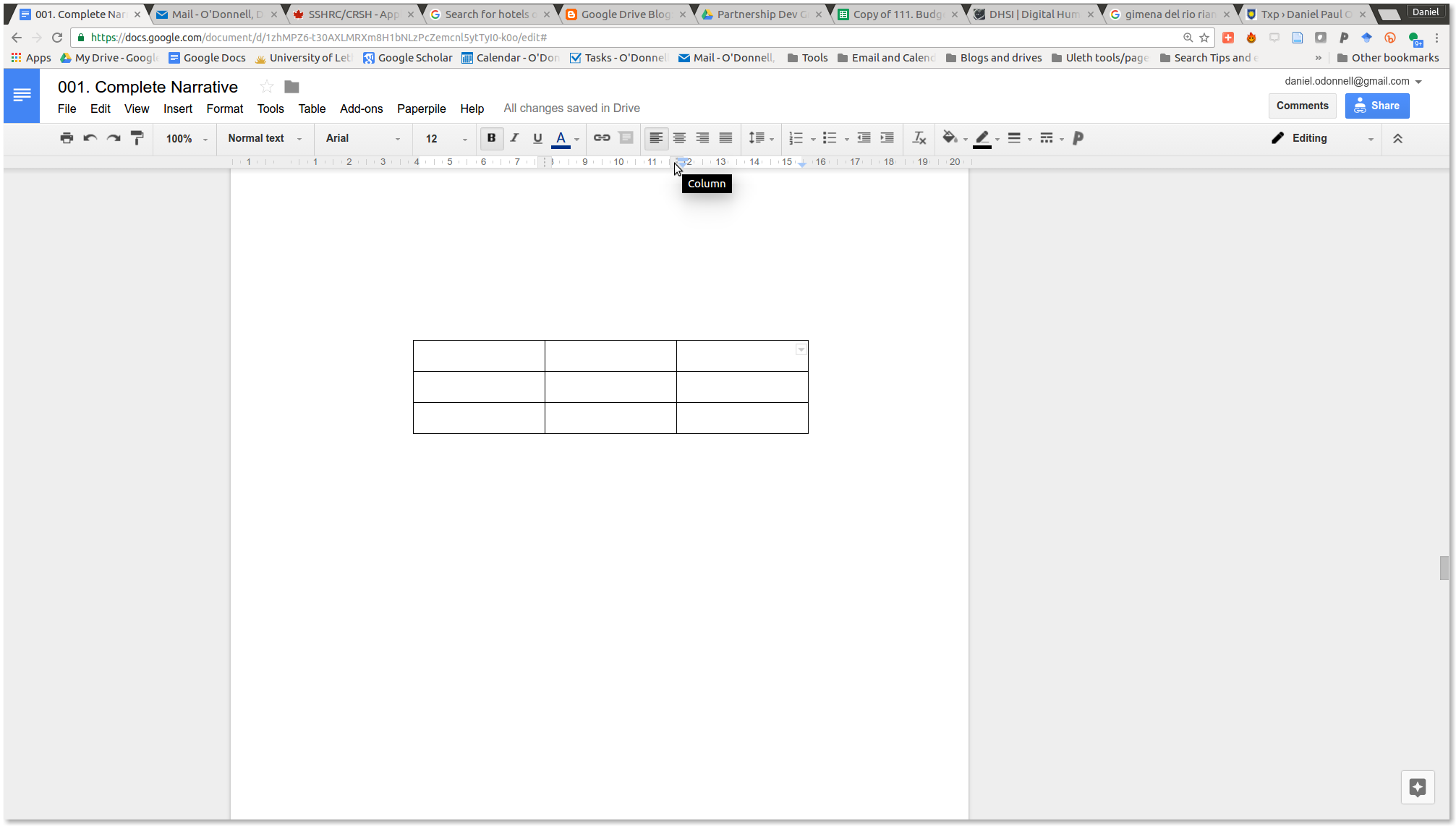 How to make a table wider in Google Docs Daniel Paul O Donnell