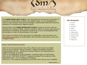 Screenshot of the Digital Medievalist web site.