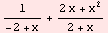 1/(-2 + x) + (2 x + x^2)/(2 + x)