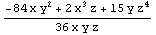 (-84 x y^2 + 2 x^3 z + 15 y z^4)/(36 x y z)