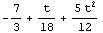 -7/3 + t/18 + (5 t^2)/12