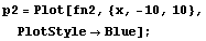 p2 = Plot[fn2, {x, -10, 10}, PlotStyleBlue] ;