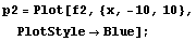 p2 = Plot[f2, {x, -10, 10}, PlotStyleBlue] ;