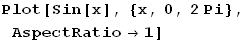 Plot[Sin[x], {x, 0, 2Pi}, AspectRatio1]