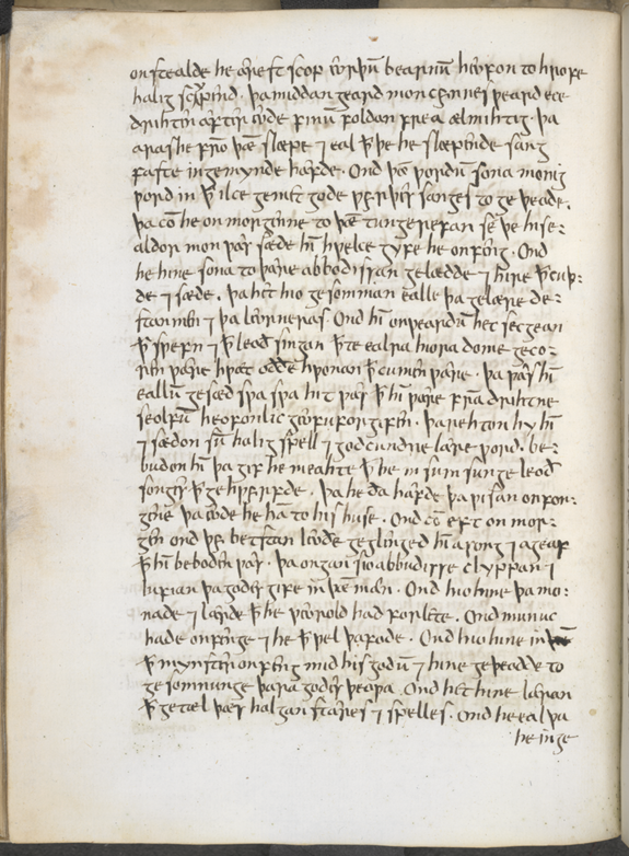 Facsimile of manuscript page containing Cædmon’s Hymn.